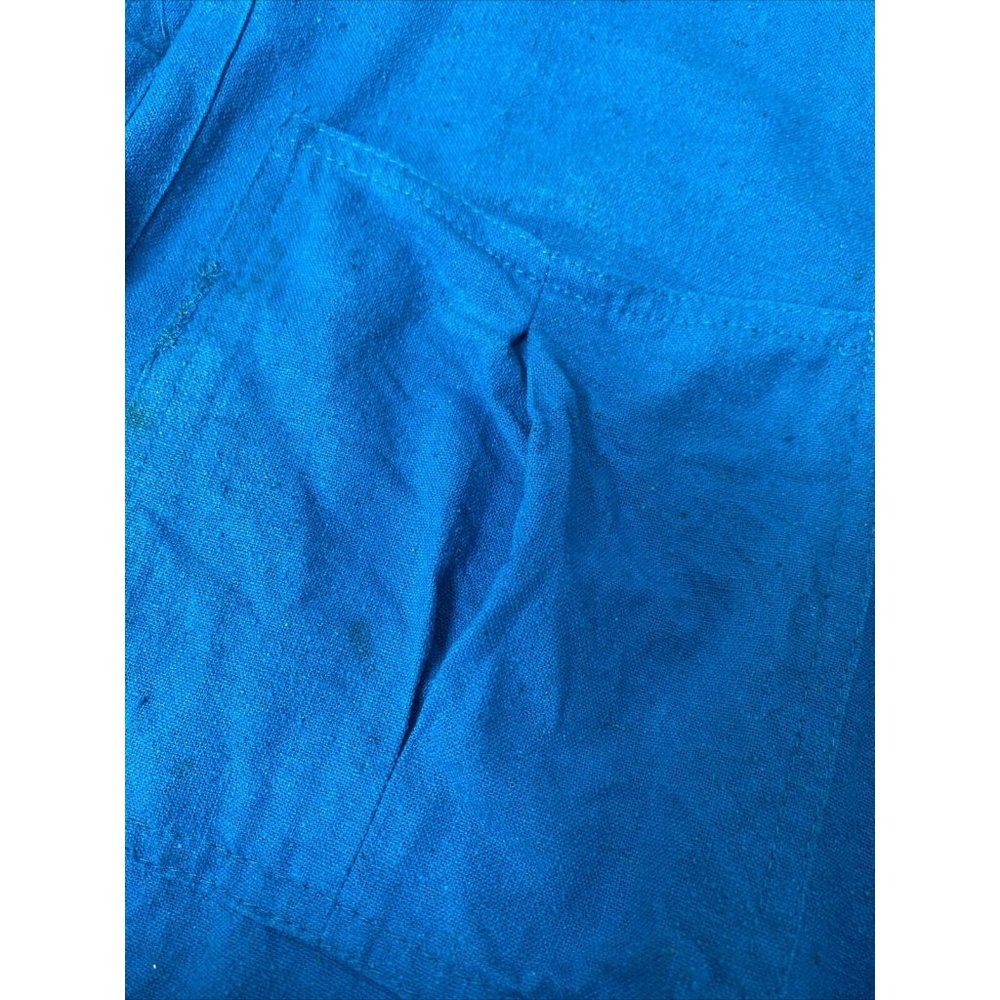 VTG Naturelle George Georgiou Teal Raw Silk Jumpsuit Chest Pockets One Piece S - Picture 11 of 15
